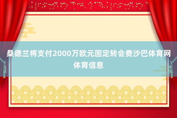 桑德兰将支付2000万欧元固定转会费沙巴体育网体育信息