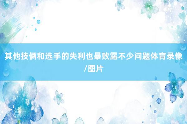 其他技俩和选手的失利也暴败露不少问题体育录像/图片