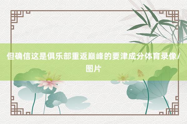 但确信这是俱乐部重返巅峰的要津成分体育录像/图片
