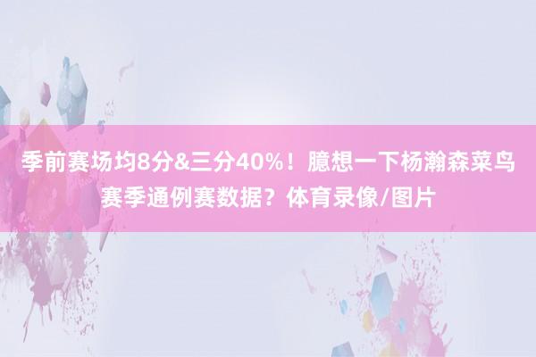 季前赛场均8分&三分40%！臆想一下杨瀚森菜鸟赛季通例赛数据？体育录像/图片